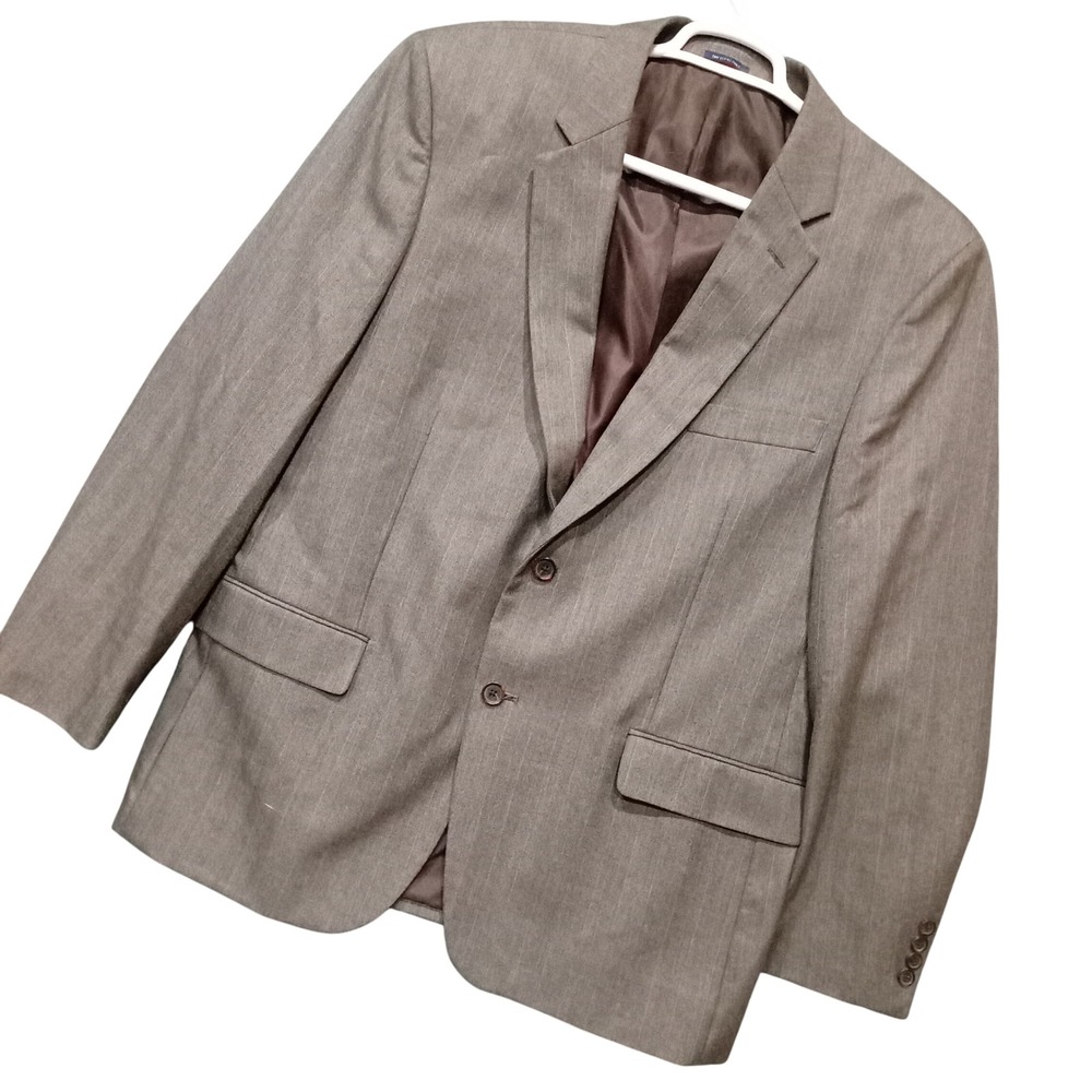 Saddlebred Mens Brown Herringbone Two Button Blazer Sport Coat 46R